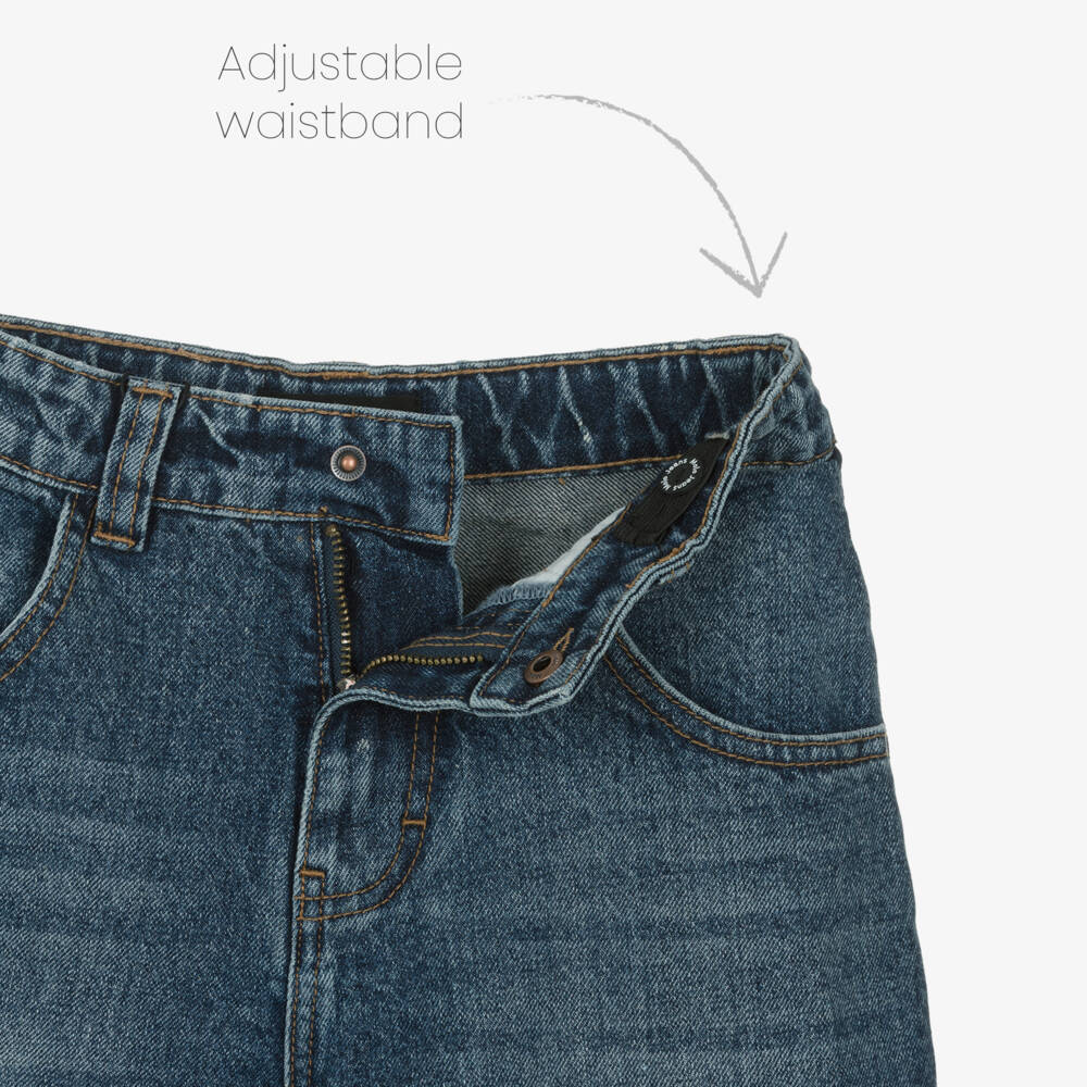 Molo-Boys Indigo Blue Washed Denim Longer Length Shorts | Childrensalon