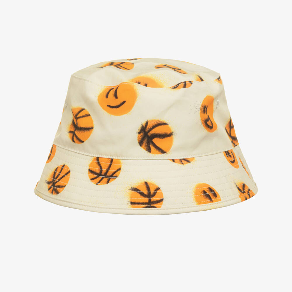 Molo-Boys Ivory Basketball Print Bucket Hat (UPF50+) | Childrensalon