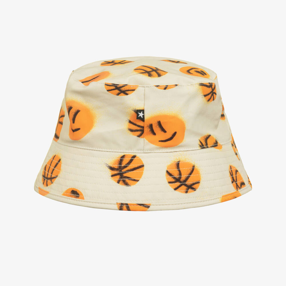 Molo-Boys Ivory Basketball Print Bucket Hat (UPF50+) | Childrensalon