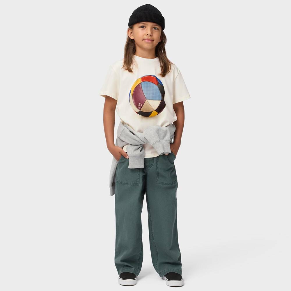 Molo-Boys Ivory Cotton Football Print T-Shirt | Childrensalon