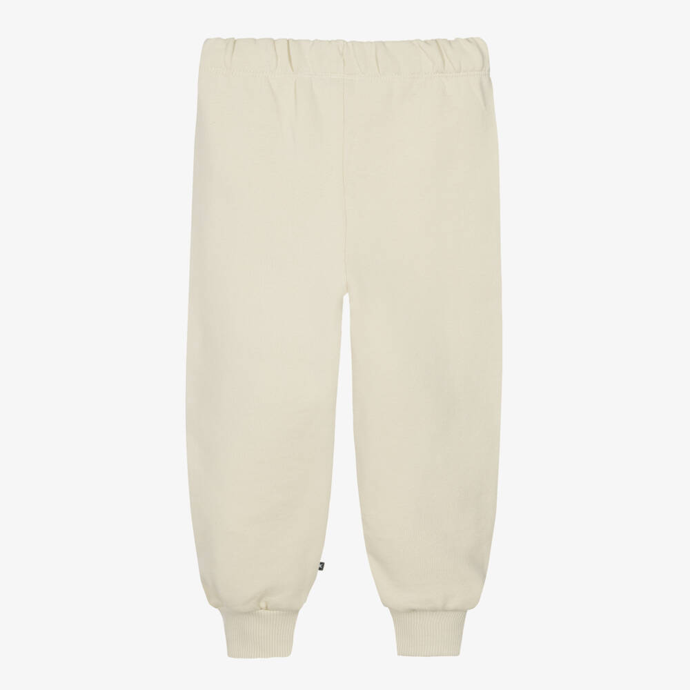 Molo-Boys Ivory Cotton Joggers with Teddy Patches | Childrensalon