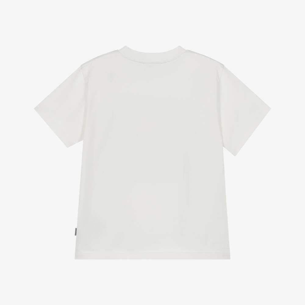 Molo-تيشيرت قطن بطبعة قطة تتزلج لون عاجي للأولاد | Childrensalon