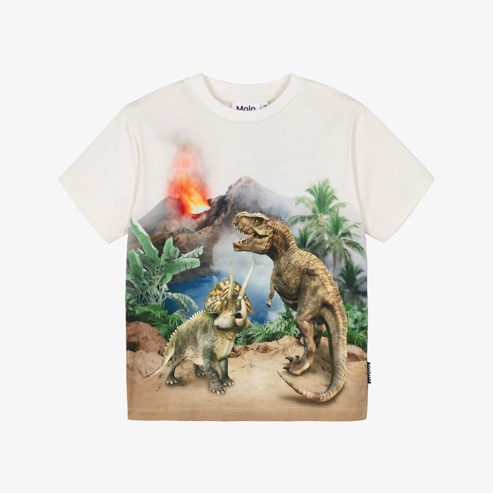 Molo-تيشيرت قطن بطبعة جرافيك لون عاجي للأولاد | Childrensalon