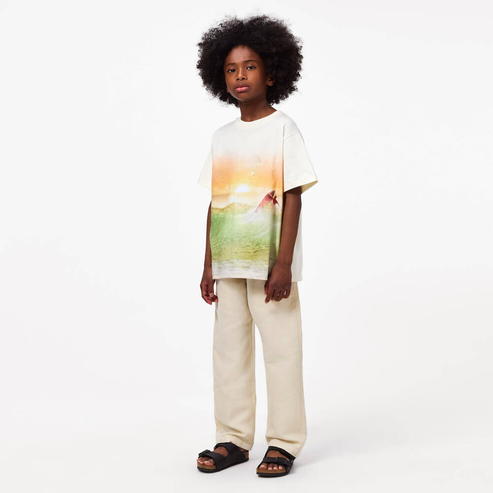 Molo-Boys Ivory Cotton Twill Trousers | Childrensalon