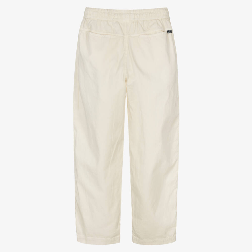 Molo-Boys Ivory Cotton Twill Trousers | Childrensalon