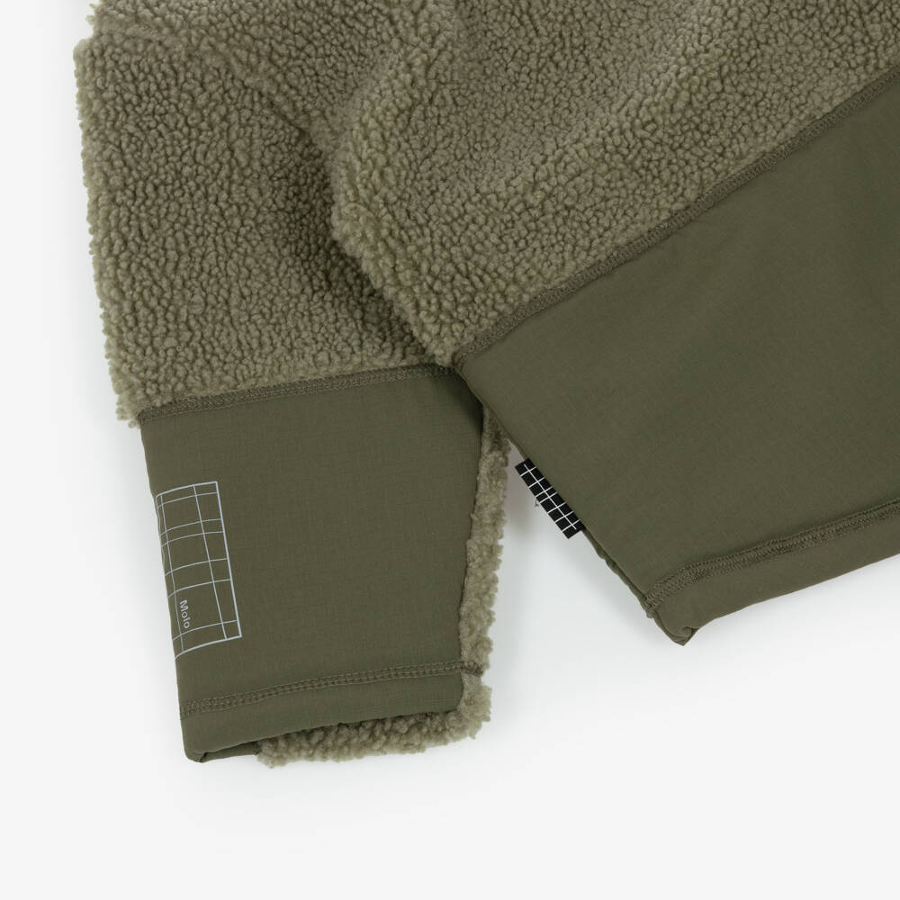 Molo-Boys Khaki Green Sherpa Fleece Utility Jacket | Childrensalon