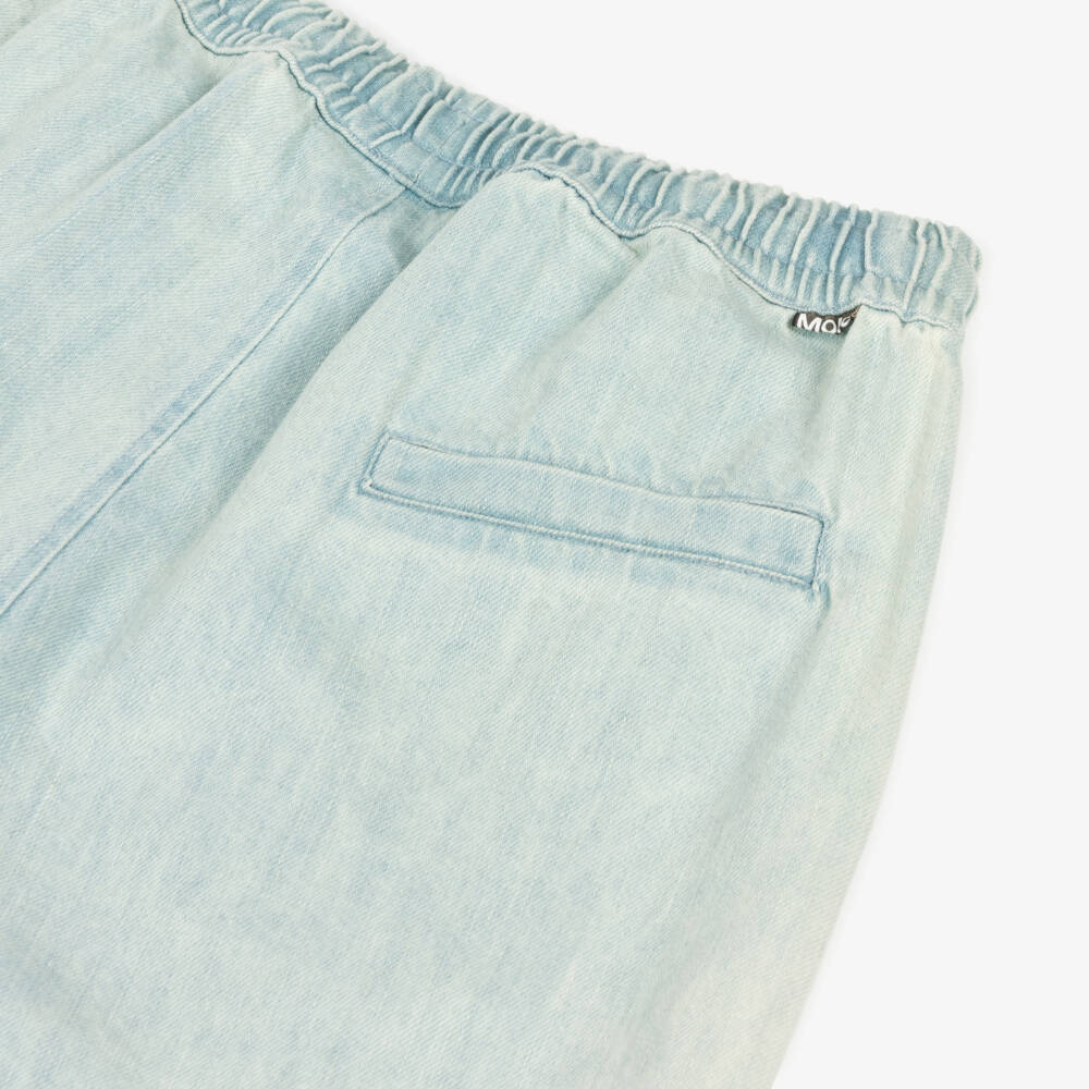 Molo-Boys Light Blue Organic Cotton Denim Shorts | Childrensalon