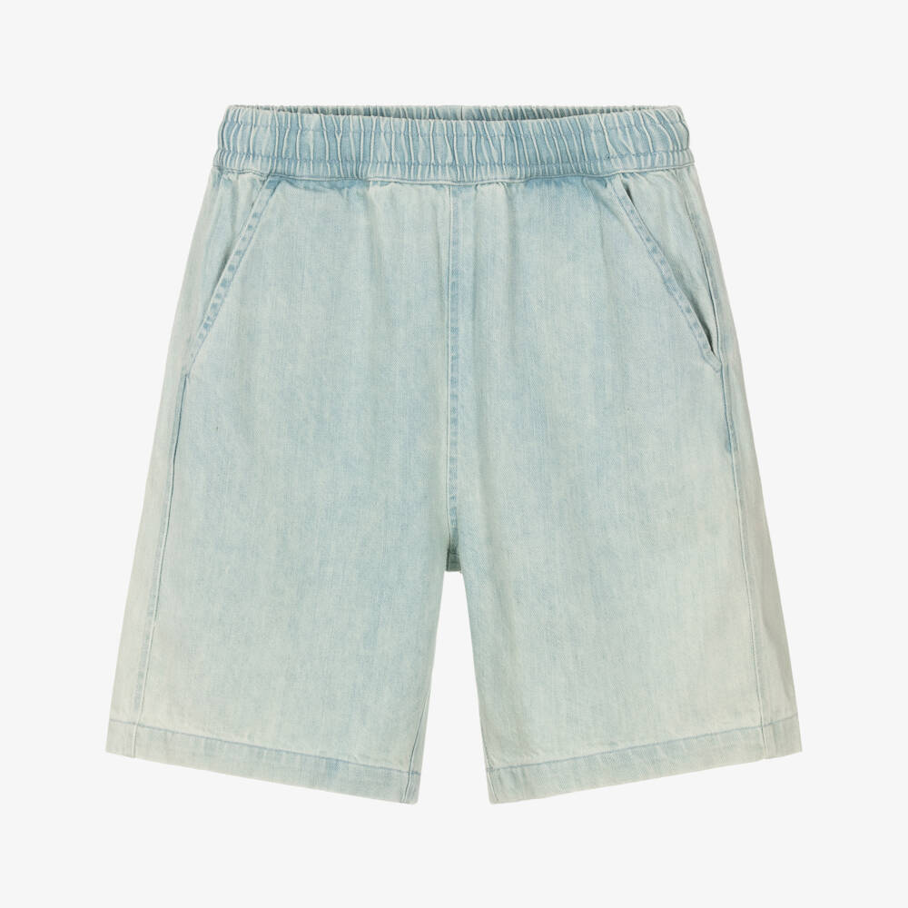 Molo-Boys Light Blue Organic Cotton Denim Shorts | Childrensalon