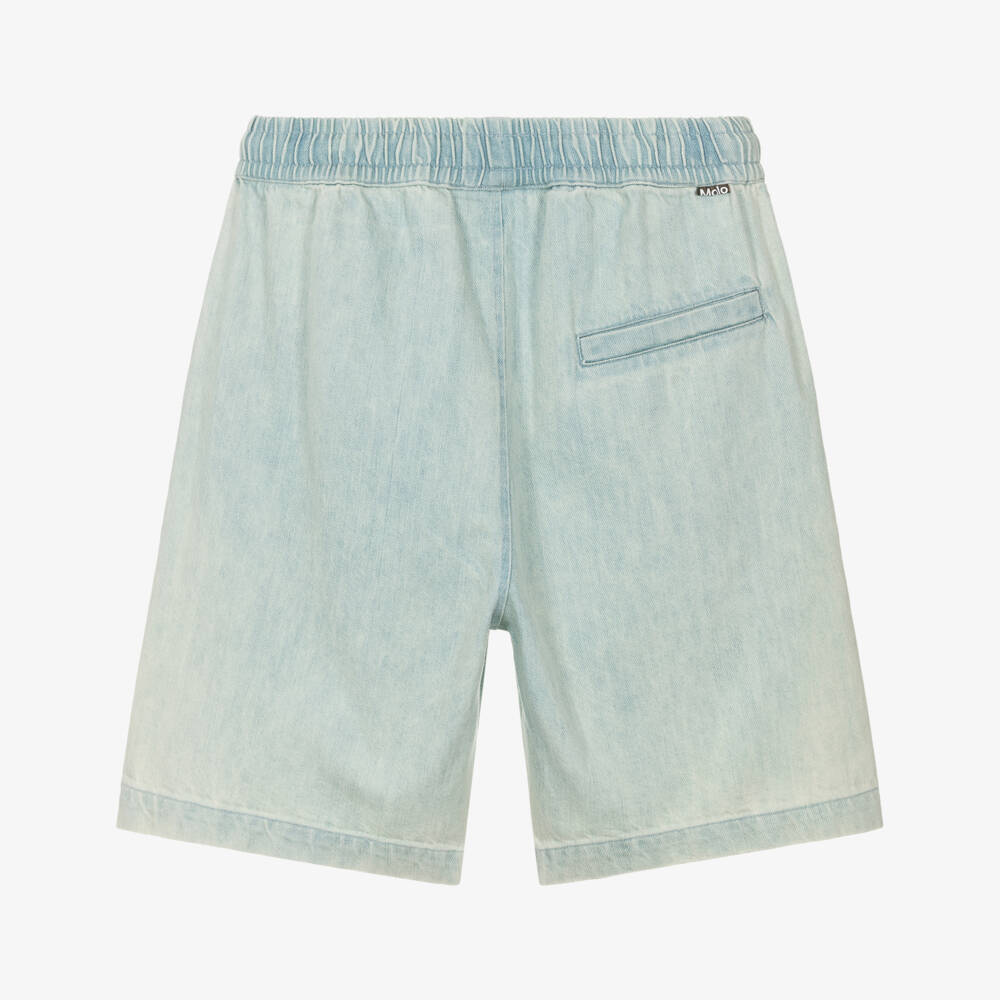 Molo-Boys Light Blue Organic Cotton Denim Shorts | Childrensalon