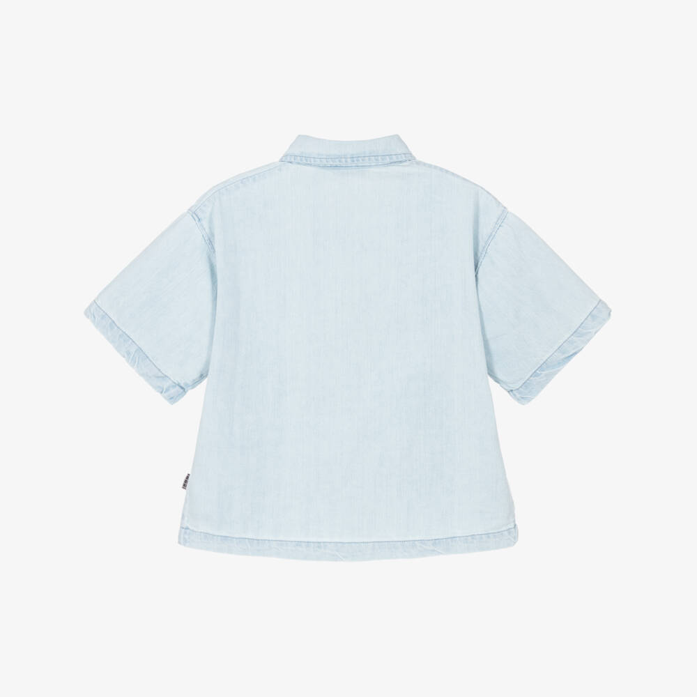 Molo-Boys Light Blue Washed Denim Shirt | Childrensalon