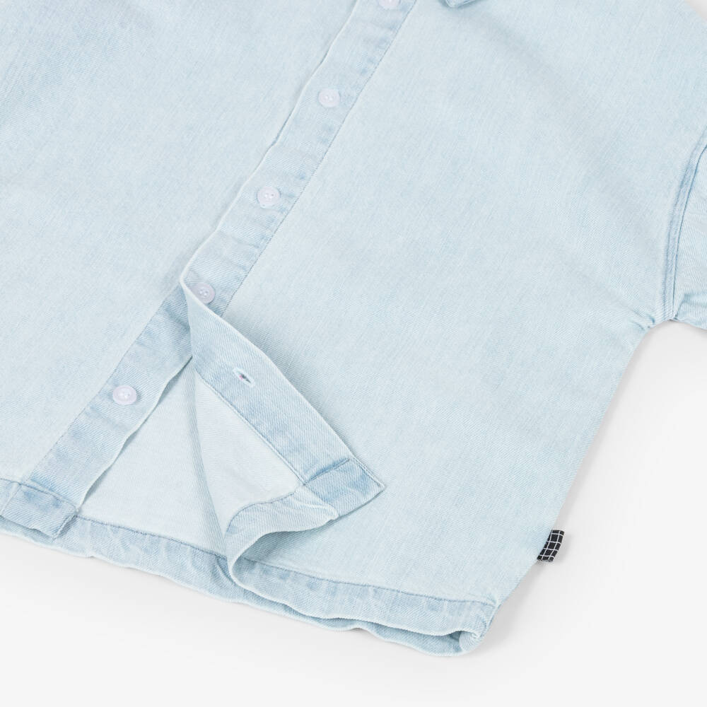 Molo-Boys Light Blue Washed Denim Shirt | Childrensalon
