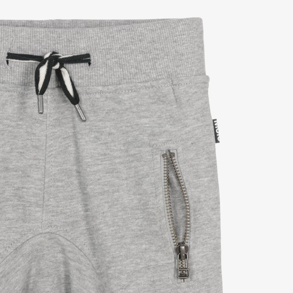 Molo-Boys Marl Grey Cotton Jersey Joggers | Childrensalon