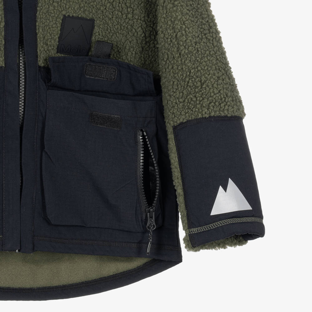 Molo-Boys Moss Green Fleece Zip-Up Jacket | Childrensalon