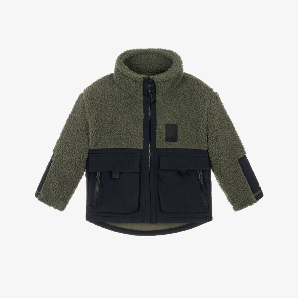 Molo-Boys Moss Green Fleece Zip-Up Jacket | Childrensalon