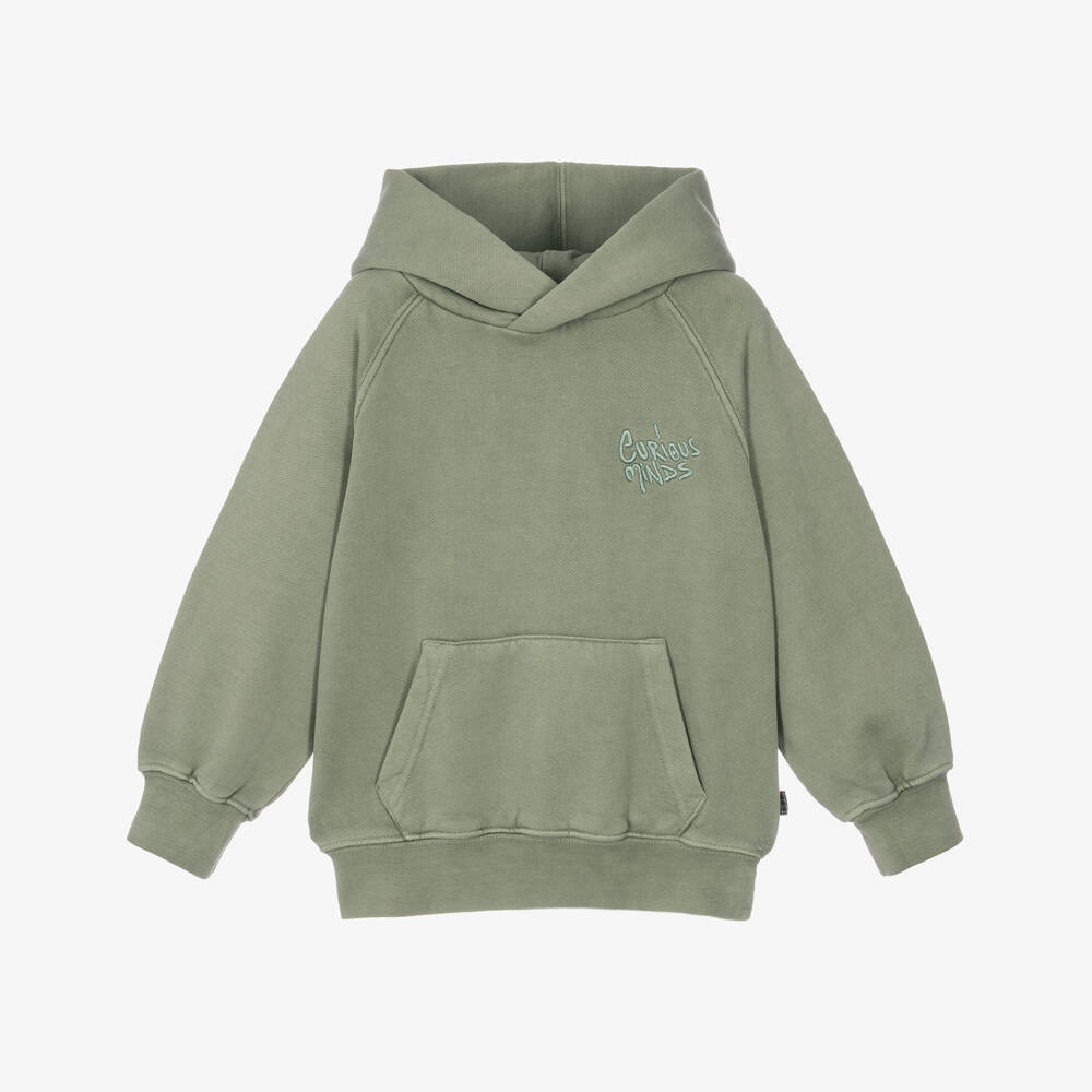 Molo-Boys Moss Green Organic Cotton Hoodie | Childrensalon