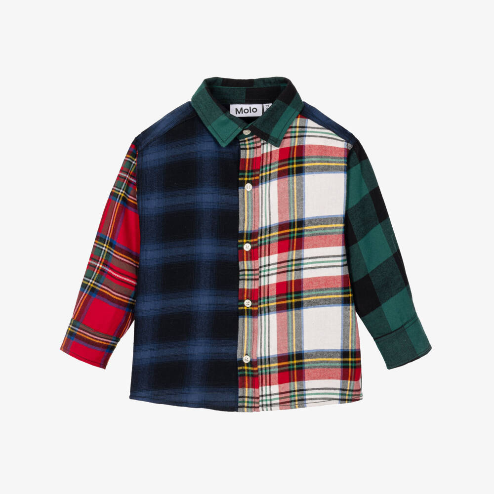 Molo-Boys Multi-Check Organic Cotton Shirt | Childrensalon