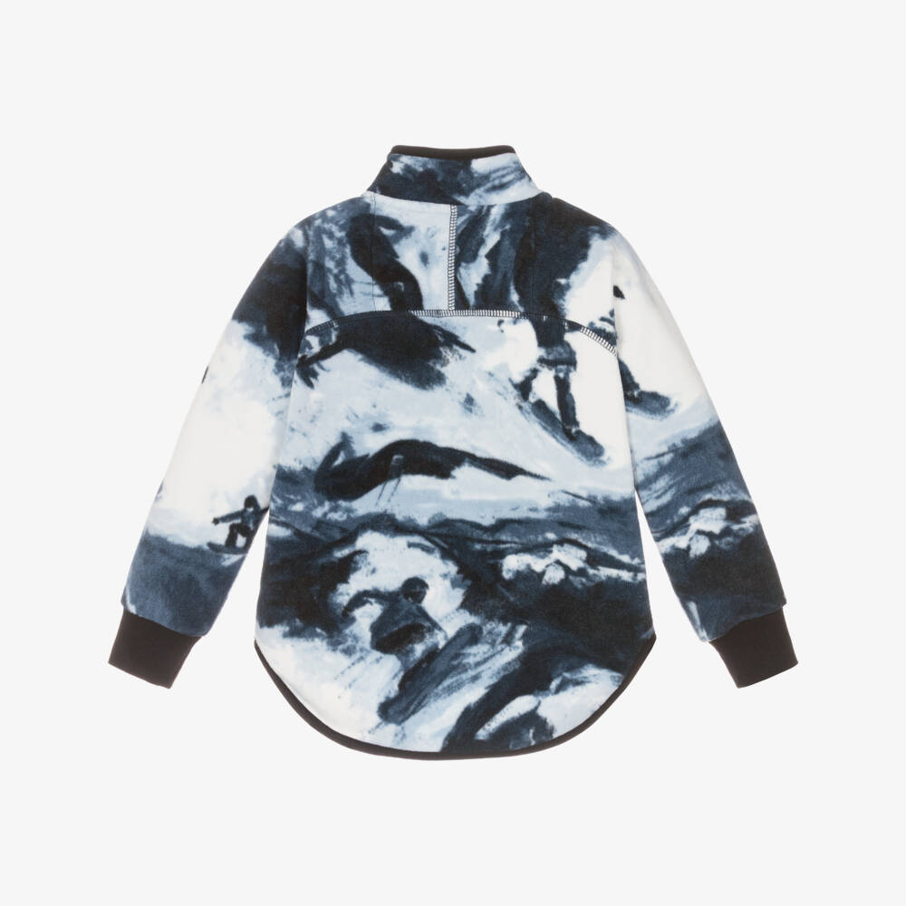 Molo-Boys Navy Blue Fleece Zip-Up Top | Childrensalon