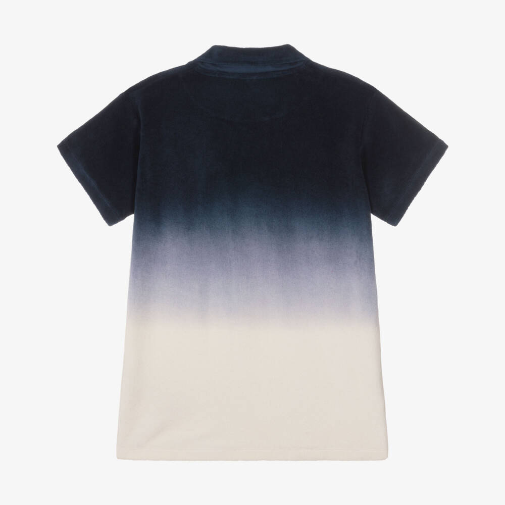 Molo-Boys Navy Blue Ombré Cotton Towelling Polo Shirt | Childrensalon