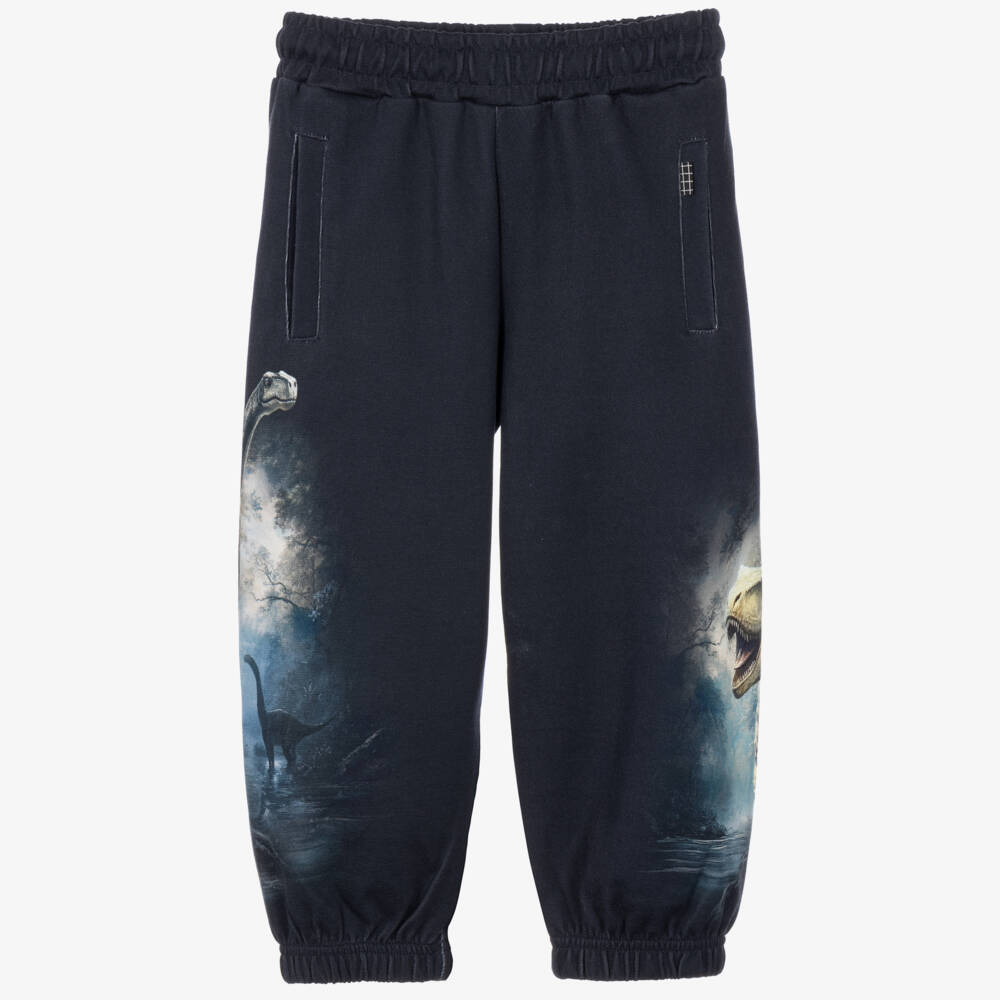 Molo-Boys Navy Blue Organic Cotton Dino Joggers | Childrensalon
