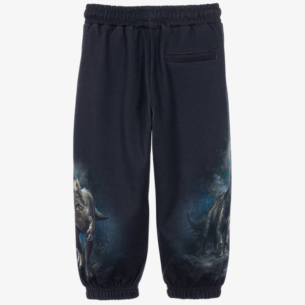 Molo-Boys Navy Blue Organic Cotton Dino Joggers | Childrensalon