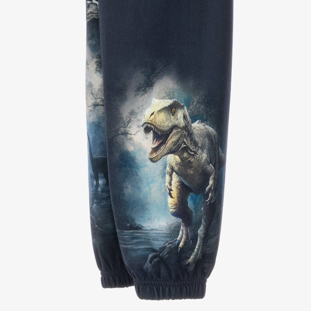 Molo-Boys Navy Blue Organic Cotton Dino Joggers | Childrensalon