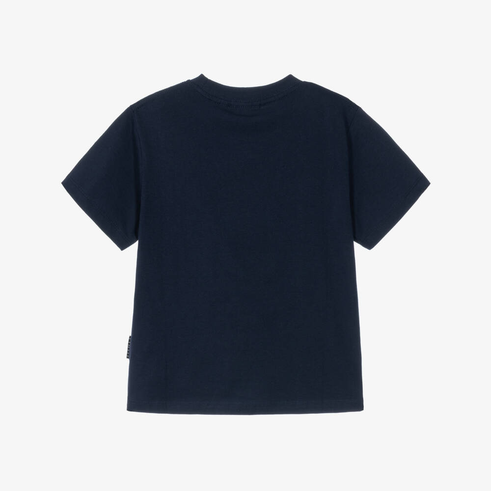 Molo-Boys Navy Blue Smiling Face T-Shirt | Childrensalon