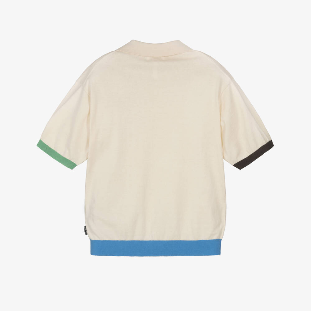 Molo-قميص بولو محبوك قطن لون بيج فاتح للأولاد | Childrensalon