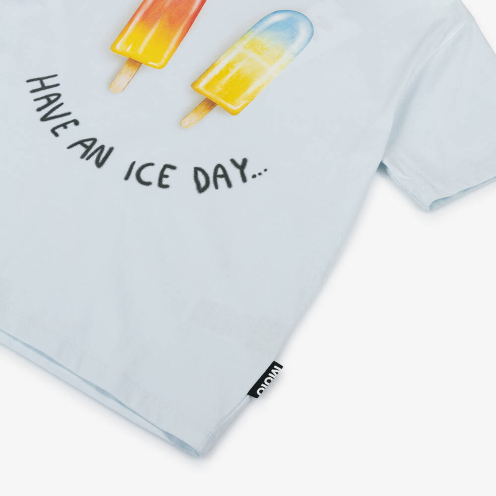 Molo-Boys Pale Blue Organic Cotton Ice Lolly T-Shirt | Childrensalon