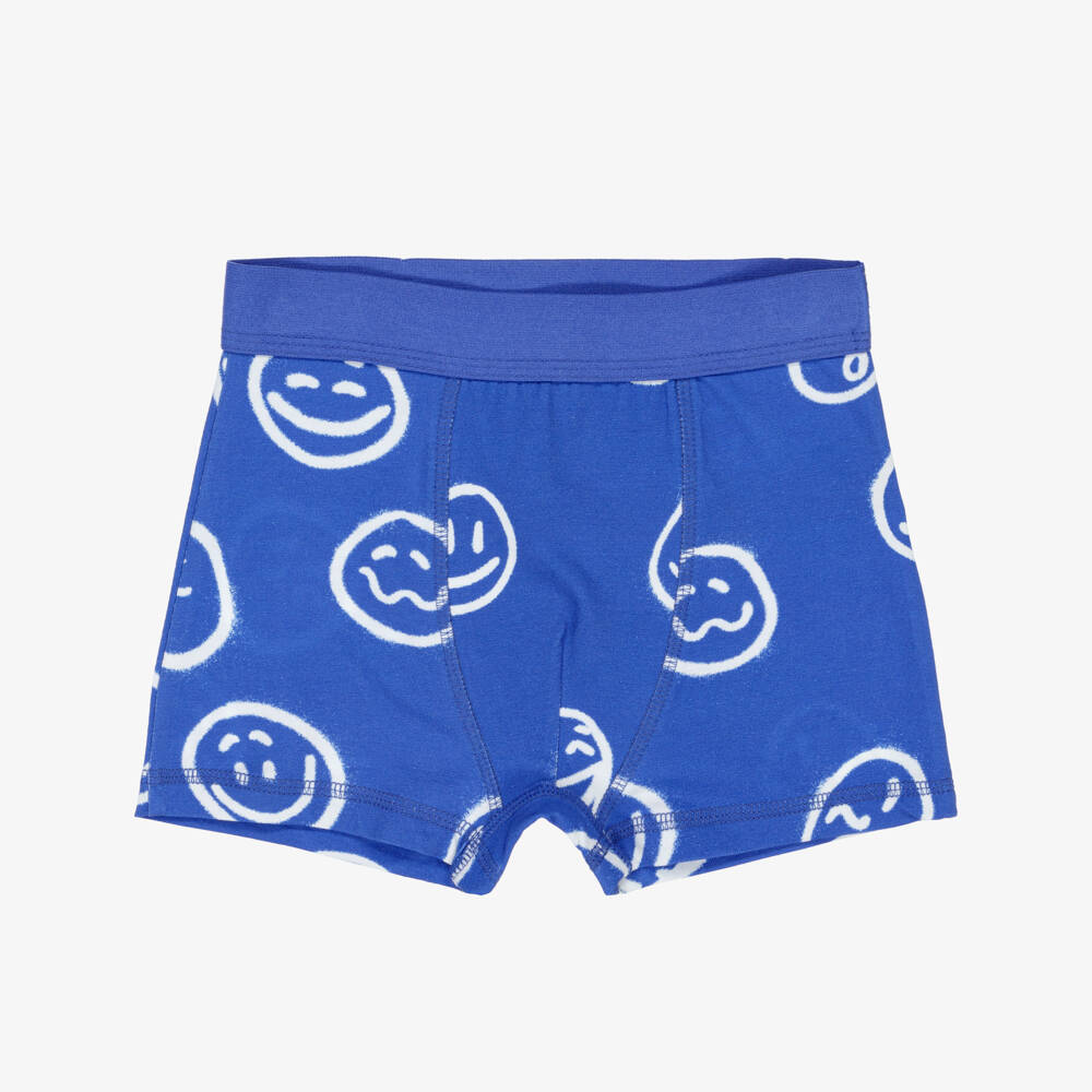 Molo-Boys Royal Blue Cotton Emoji Boxers (2 Pack) | Childrensalon