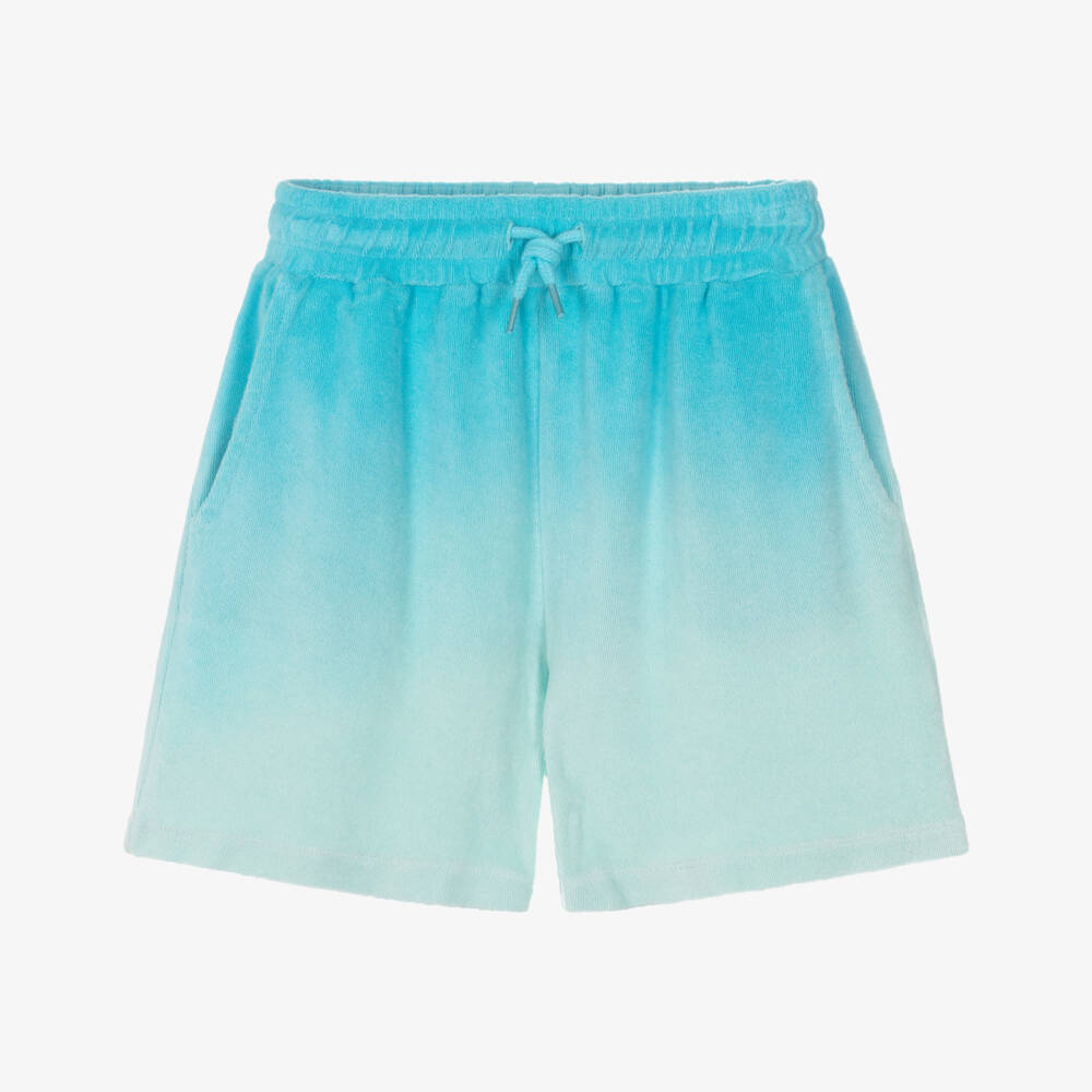 Molo-Boys Turquoise Blue Ombré Towelling Drawstring Shorts | Childrensalon