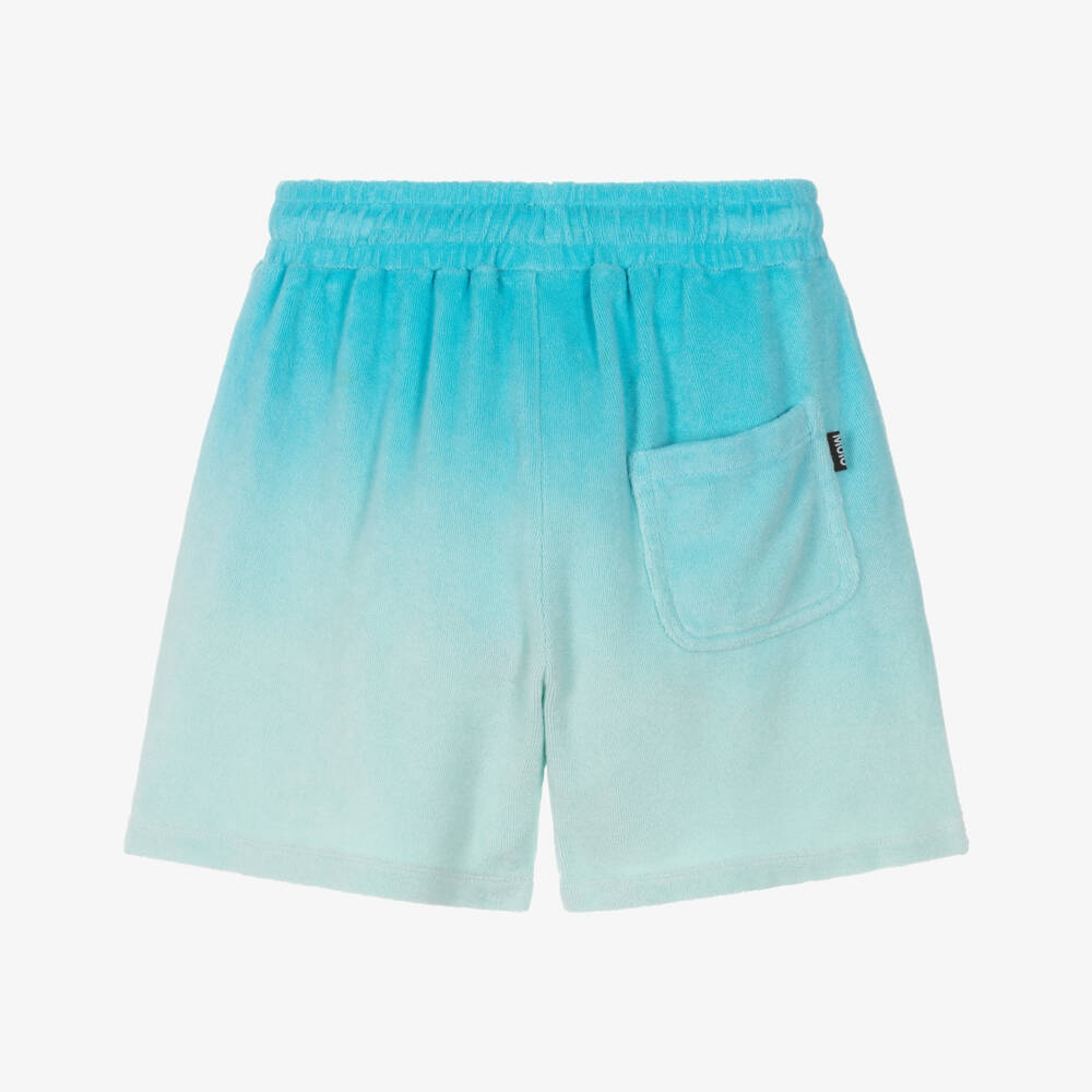 Molo-Boys Turquoise Blue Ombré Towelling Drawstring Shorts | Childrensalon