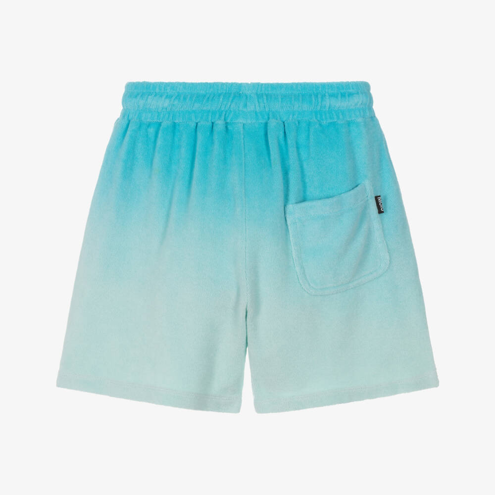 Molo-Boys Turquoise Blue Ombré Towelling Drawstring Shorts | Childrensalon
