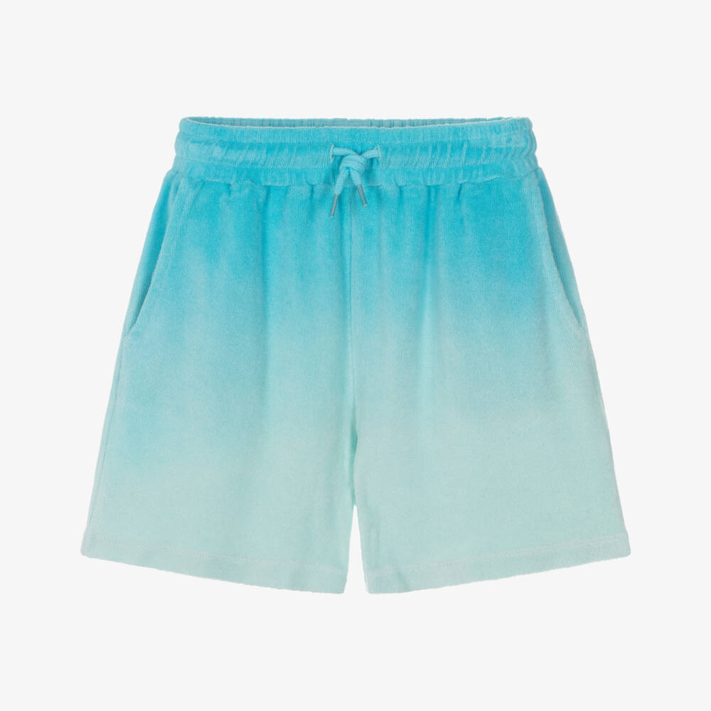 Molo-Boys Turquoise Blue Ombré Towelling Drawstring Shorts | Childrensalon