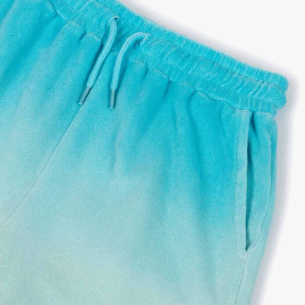 Molo-Boys Turquoise Blue Ombré Towelling Drawstring Shorts | Childrensalon