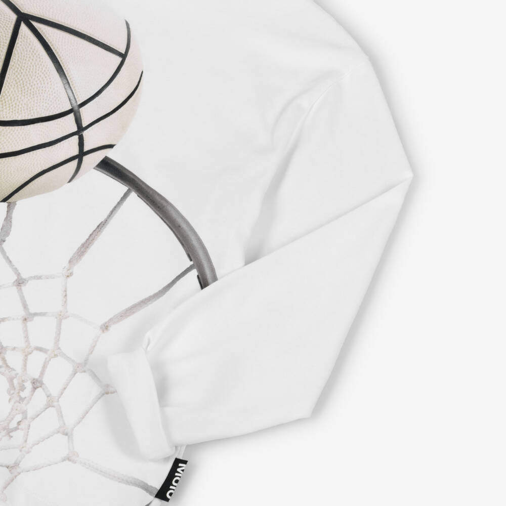 Molo-Белый топ из органического хлопка Баскетбол для мальчиков | Childrensalon