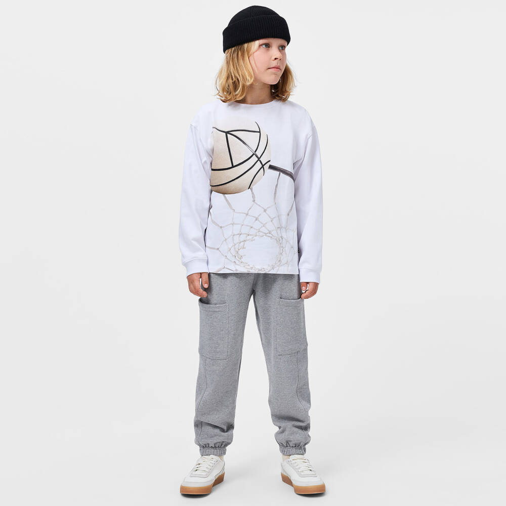 Molo-Белый топ из органического хлопка Баскетбол для мальчиков | Childrensalon