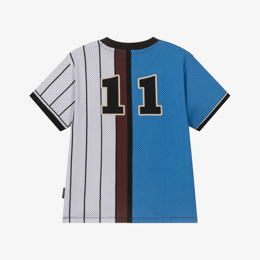 Molo-Футболка бело-синяя из хлопка в баскетбольном стиле для мальчиков | Childrensalon