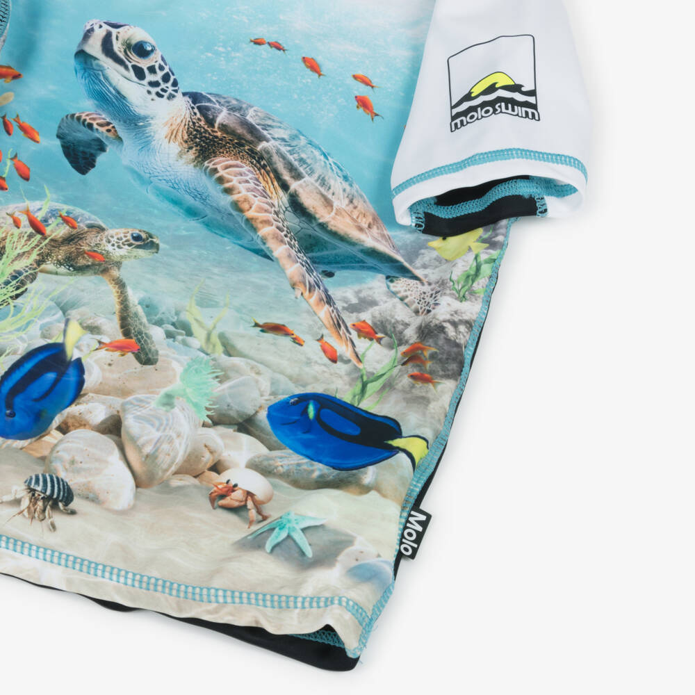 Molo-Boys White & Blue Ocean Swim Top (UPF50+) | Childrensalon