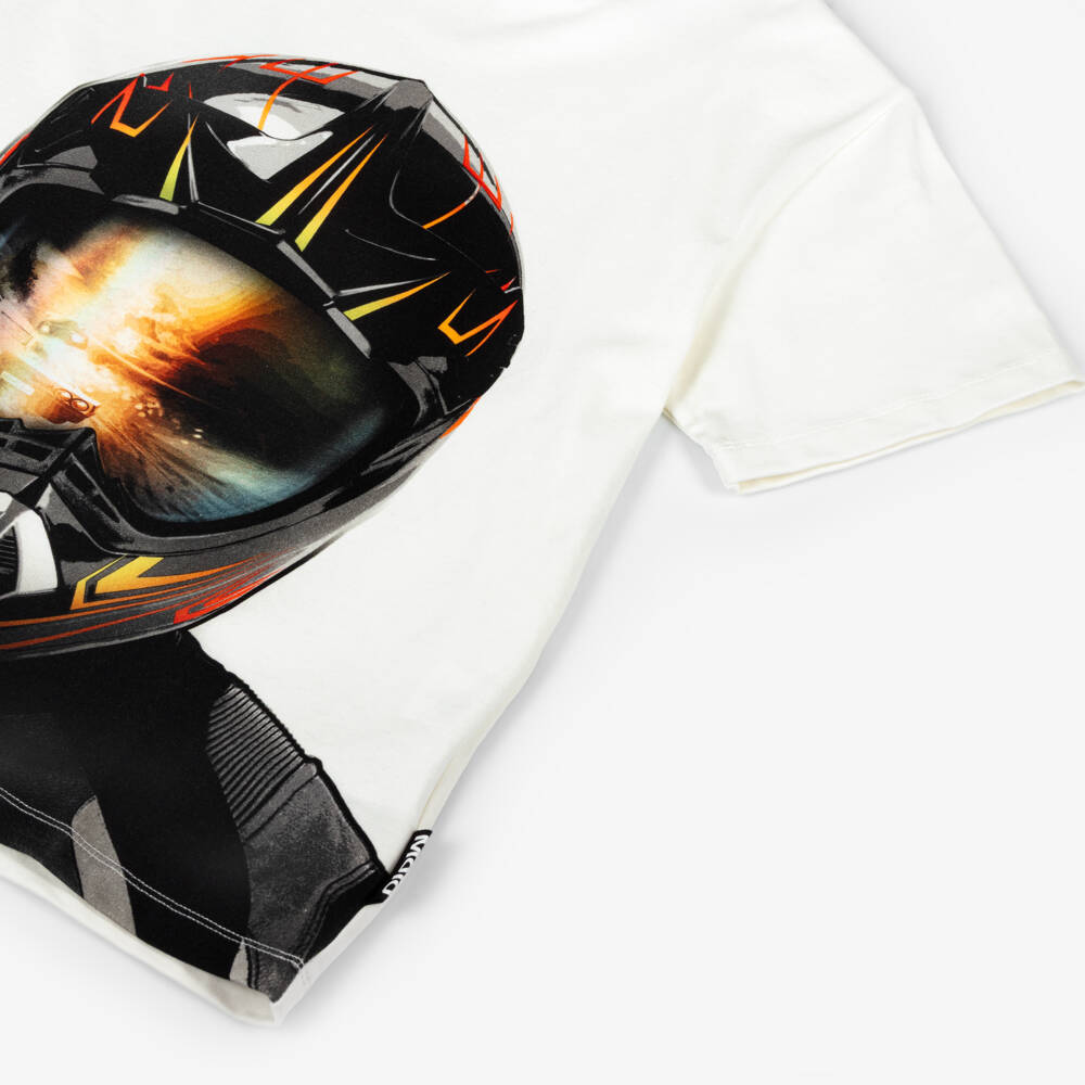 Molo-Футболка хлопковая белая с мотоциклом для мальчиков | Childrensalon