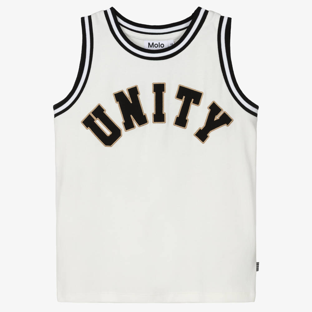 Molo-Белый топ из органического хлопка Баскетбол для мальчиков | Childrensalon