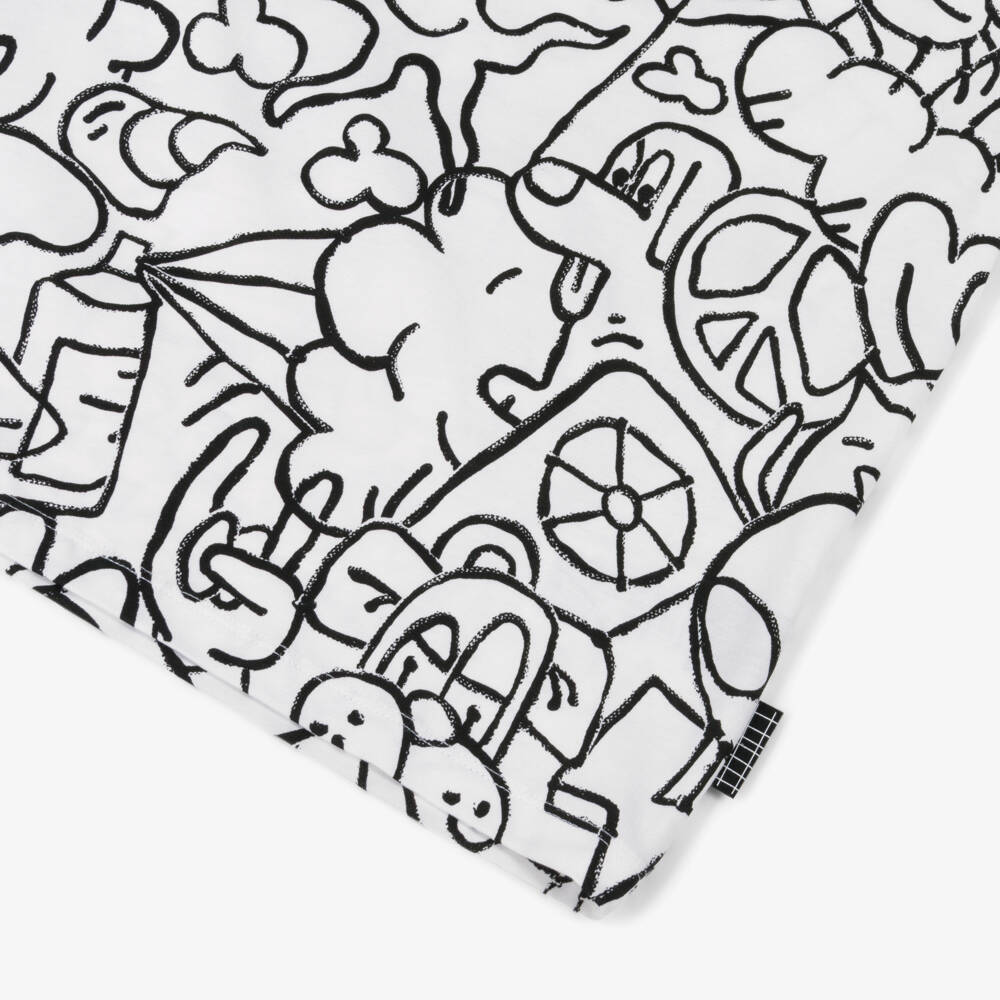 Molo-Футболка белая из органического хлопка с рисунками для мальчиков | Childrensalon