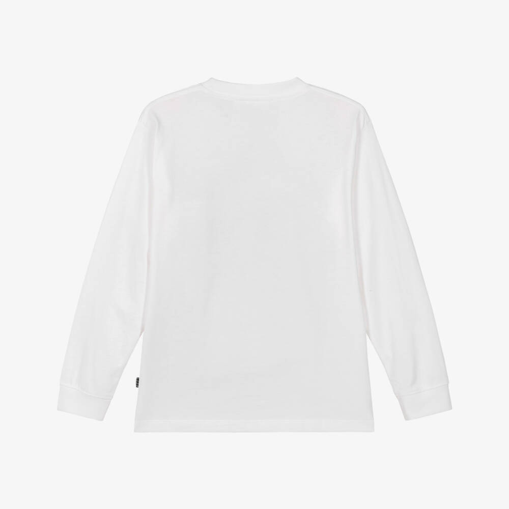 Molo-Топ белый хлопковый с оранжевым смайлом для мальчиков | Childrensalon