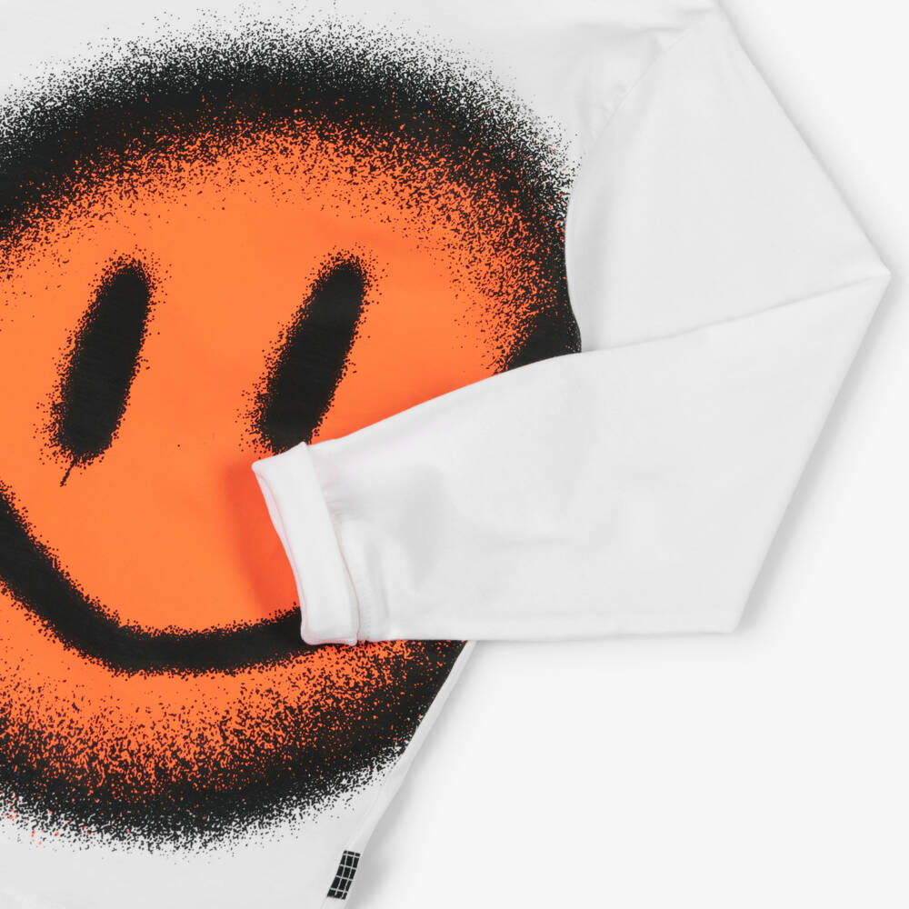 Molo-Топ белый хлопковый с оранжевым смайлом для мальчиков | Childrensalon