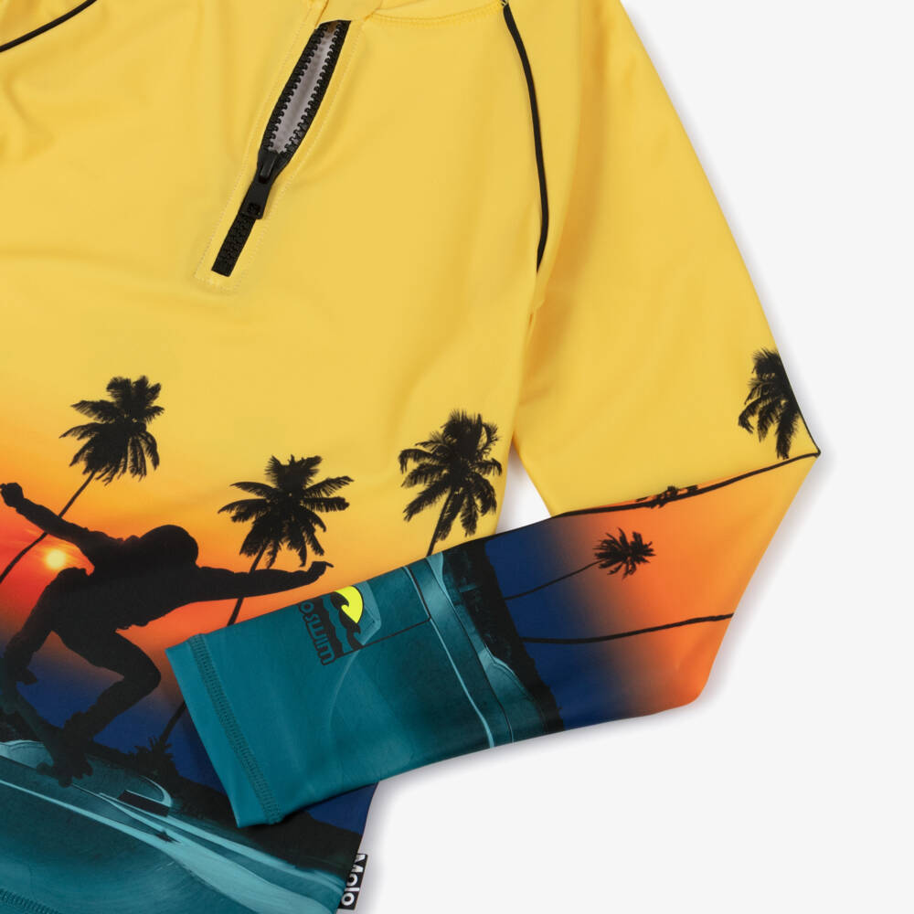 Molo-Boys Yellow & Blue Sunset Skate Sun Protective Top (UPF50+) | Childrensalon