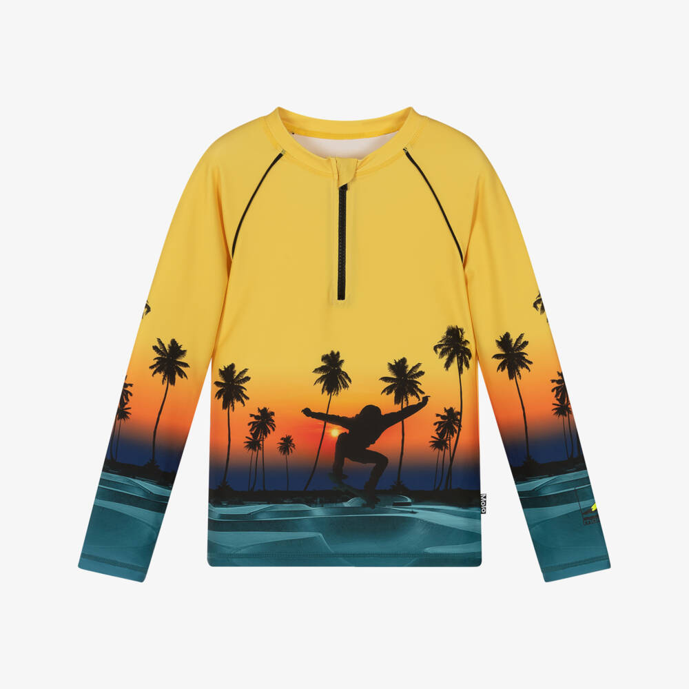 Molo-Boys Yellow & Blue Sunset Skate Sun Protective Top (UPF50+) | Childrensalon