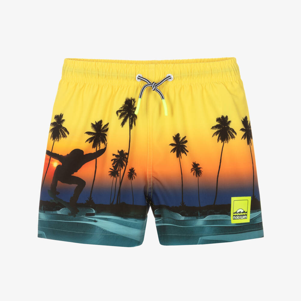 Molo-Boys Yellow Sunset Swim Shorts (UPF50+) | Childrensalon