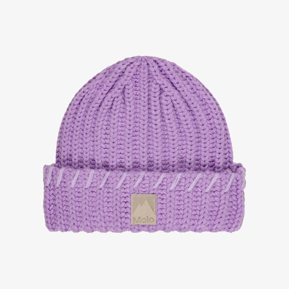 Molo-Chunky Knit Beanie Hat in Violet Purple | Childrensalon