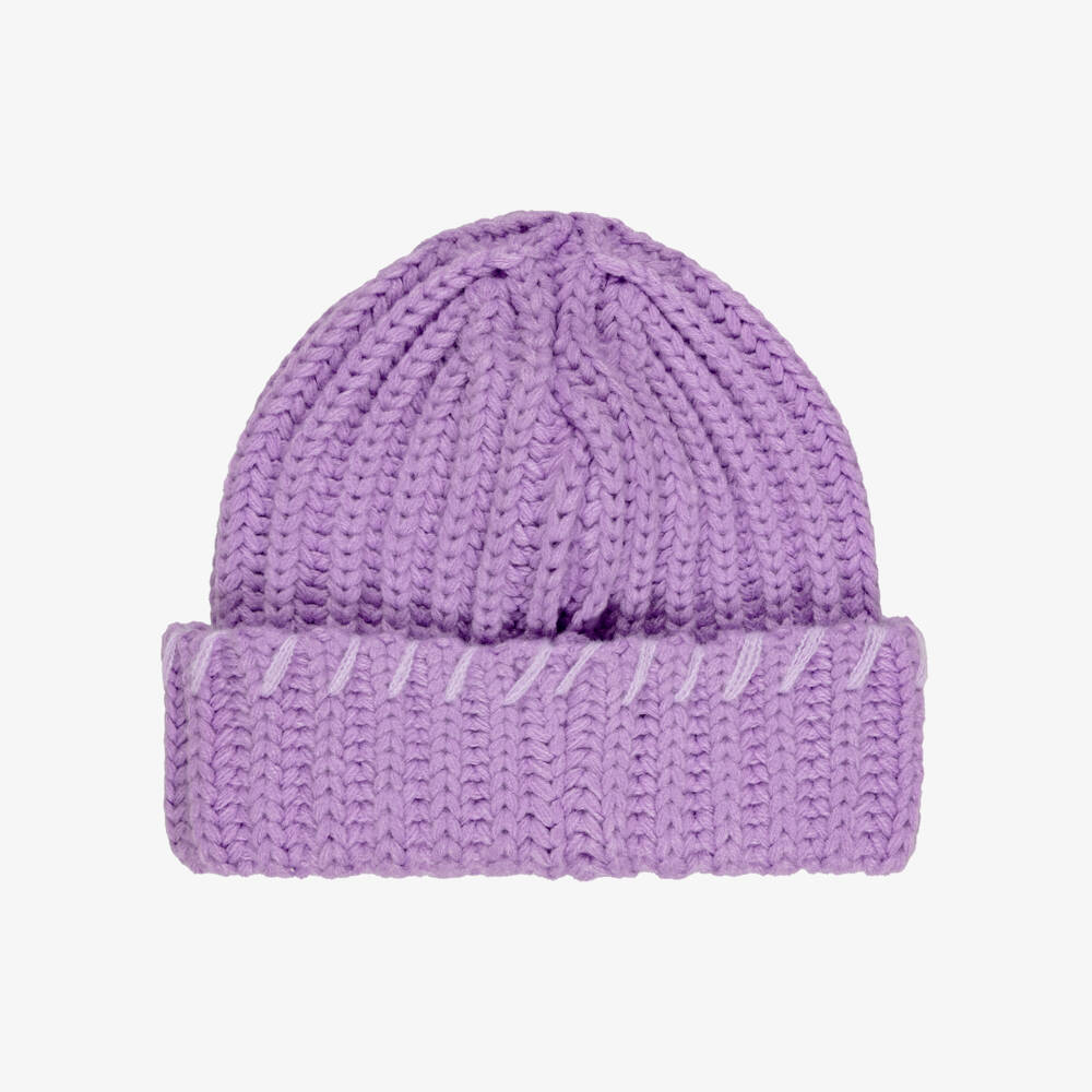 Molo-Chunky Knit Beanie Hat in Violet Purple | Childrensalon