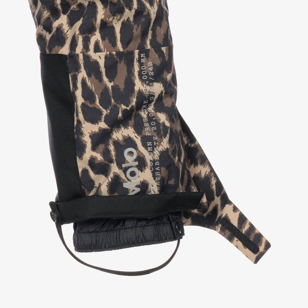 Molo-Girls Beige & Brown Leopard Print Waterproof Snowsuit | Childrensalon