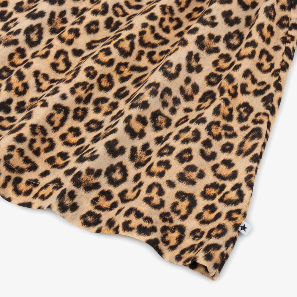 Molo-Girls Beige Cotton Leopard Beach Dress | Childrensalon
